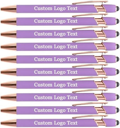 Personalized Pens Ballpoint with Stylus, Violet, 20 Pcs