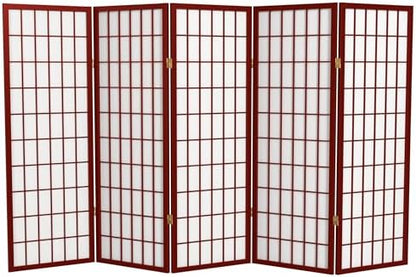 4 ft. Short Window Pane Shoji Screen - Rosewood - 5 Panels