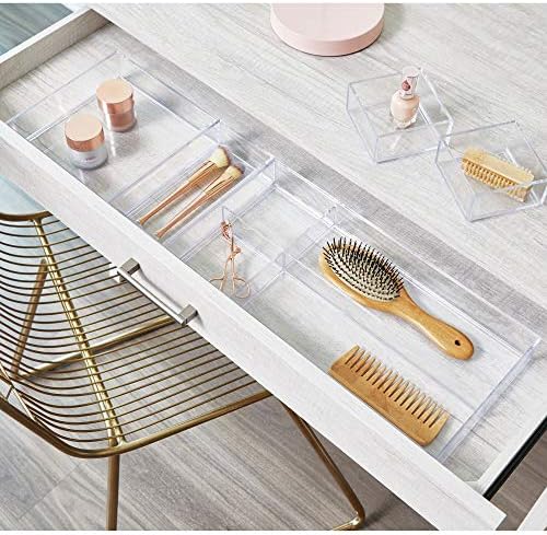 iDesign Clear Drawer Organizer, 8" x 8" x 2" | Pack of 2 | For Silverware | Kitchen Storage | Clarity Collection