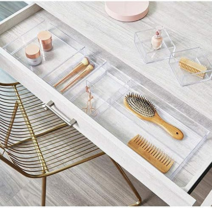 iDesign Clear Drawer Organizer, 8" x 8" x 2" | Pack of 2 | For Silverware | Kitchen Storage | Clarity Collection