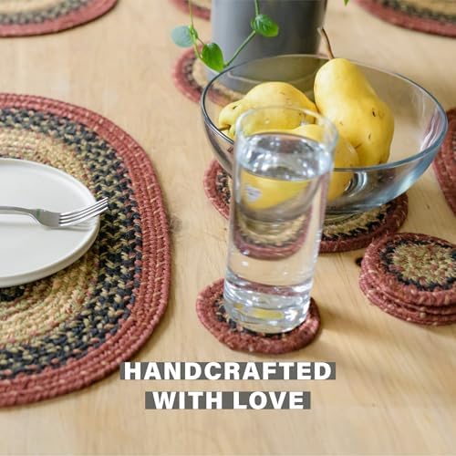 Homespice Highland Jute Braided Coasters for Cabin Decor, Round 4" Set of 6