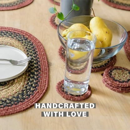 Homespice Highland Jute Braided Coasters for Cabin Decor, Round 4" Set of 6