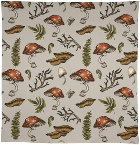 Vintage Woodland Mushroom Tablecloth, Nature Forest Plants Botanical Ferns Print Table Cloth for Farmhouse Kitchen Party Picnic Dinner Decor 60x120in