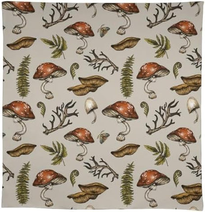 Vintage Woodland Mushroom Tablecloth, Nature Forest Plants Botanical Ferns Print Table Cloth for Farmhouse Kitchen Party Picnic Dinner Decor 60x120in