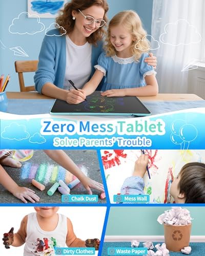 Magnetic LCD Writing Tablet for Fridge, 13 Inch Writing Tablet for Kids, Toddler Drawing Pad, Learning Toys for Boys Girls Ages 3.4.5.6.7.8, Writing Board for to-Do Lists and Family Messages (Black)