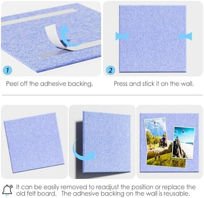 MaxGear Felt Bulletin Board 48" x 36", Light Blue Felt Wall Tile Wall Decor