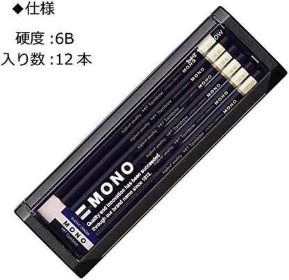 Tombow MONO-6B Mono Pencils, 6B, 1 Dozen