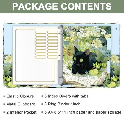 Rouidr 3 Ring Binder with clipboard, 1 inch 8.5 x 11 in Letter Size View Binders Organizer with Dividers Tabs & Clear Sleeves, School Supplies, Office Supplies