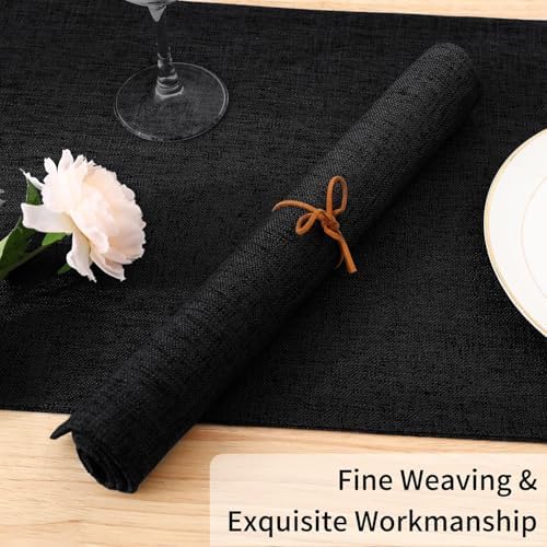 Homaxy Cloths Placemats for Dining Table Set of 6, 13" x 19", Black