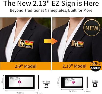 [Santek] EZ Sign NFC E-Paper Display – No Battery, Ultra-Thin 0.13”, Rewritable 4-Color Digital Display, App-Controlled (iOS/Android/PC), IP65 (Gold, 2.13 inch)
