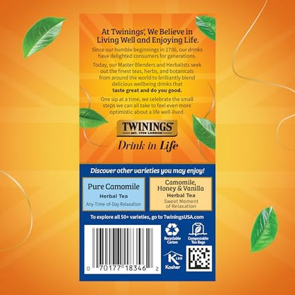 Twinings Nightly Calm Herbal Caffeine-Free Tea Bags, 20 CT Box (6 Pack)
