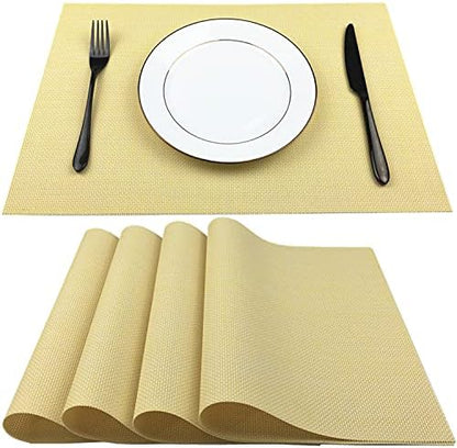 WAZAIGUR Placemats Crisscross Woven Vinyl Place Mats Set of 4 Yellow