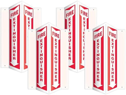 Accuform Fire Extinguisher 3D Projection Sign, 18"x4" High-Impact Plastic with Pre-Drilled Mounting Holes, Made in USA, PSP315 (Pack of 4)
