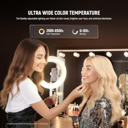 NEEWER 14" Inflatable Large Ring Light with Tripod Stand/Phone Holder/Remote, 35W Portable LED Ringlight 2900-6500K 2400lux CRI95+ for iPhone Selfie Streaming Video Recording Makeup Lash Studio, RA14B