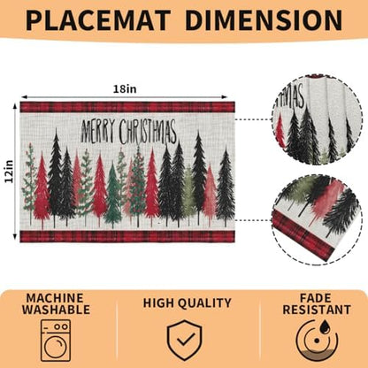 Placemats Set of 6 Washable Linen Place Mats Cloth Table Mats 12x18 Inch