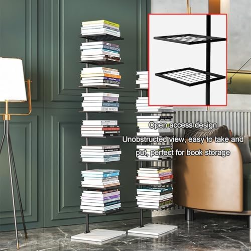 Modern Open Vertical Bookcase,Invisible Floating Storage Rack,Narrow Floor Standing Organizer for Small Spaces,Black-115cm/45.3in
