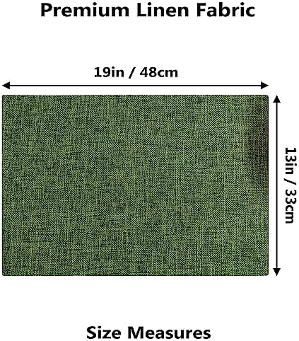 Demetex Dark Green Placemats Set of 8 Decorative Linen Textured Place Mats Heat Resistant Plate Table Mats for Cafe Party Banquet Tables, 13x19 inch, Green