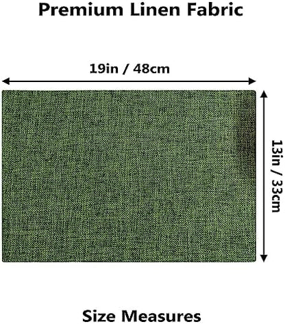 Demetex Cloth Placemats Green Set of 4 Vintage Textured Linen Place Mats Heat Resistant Plate Placemat for Kitchen Dinning Table, Green