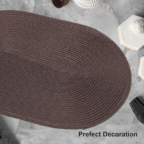 AHHFSMEI Placemats Set of 4 for Dining Table Washable Woven Non-Slip 18x12 inches Placemat Heat-Resistant Durable Table Mats for Dining Table Easy to Clean (Oval Brown, 4)