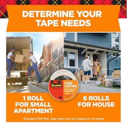 Scotch Long Lasting Storage Shipping Packaging Tape, 1.88" x 38.2 yd, 1 Roll with Dispenser (3650S-RD-ESF)