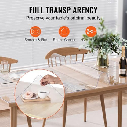 VEVOR Plastic Table Cover, 42 x 72 Inch 2.0 mm Thick Clear Rectangle PVC Desk Mat Protector, Waterproof & Easy Cleaning Desk Pad Tablecloth, for Office, Dresser, Dining Room, Night Stand