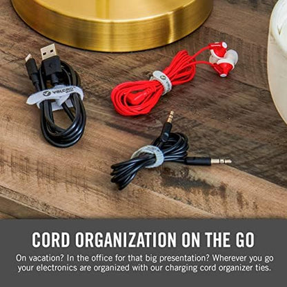 VELCRO Brand Portable Cord Organizer Ties | Organize Headphone Wires, Charging Cables, Power Cords in Backpacks Briefcases and Travel Bags | 3 Sizes and Colors, 36 pc Bulk Pack, 36pk Cord Ties