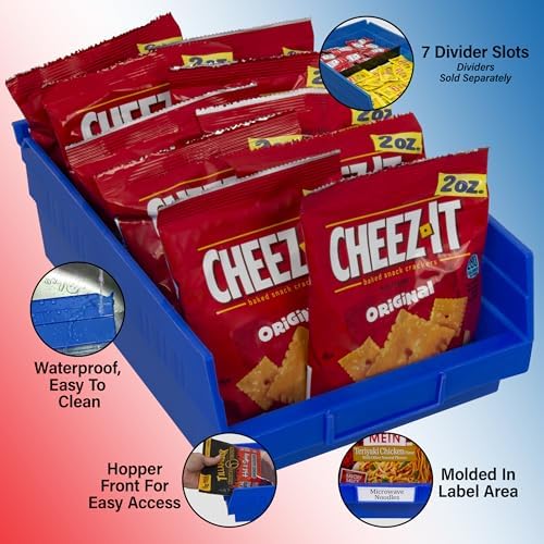 Akro-Mils 30150 Heavy Duty Plastic Shelf Bins, 12"x 8"x 4", Blue, 12-Pack