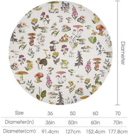 Vintage Botanical Tablecloth, Rustic Plants Herbs Mushroom Nature Wildflower Table Cloth for Outdoor Patio Party Picnic Wedding Indoor Kitchen Dinner Table Decor, 70x70in
