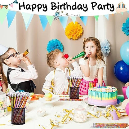 Happy Birthday Pencils Wooden Pencil Birthday Party Pencil with Top Erasers Birthdays Party Supplies, 6 Style(120)