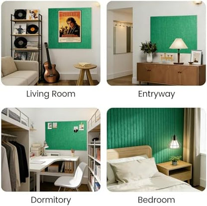 Slat Felt Wall Tiles (12 Pack) - 11.8"x11.8" Self-Adhesive Bulletin Board for Wall, Acoustic Panels for Sound Dampening, Modern Black Pin Board, Home Office Decor (30x30cm)