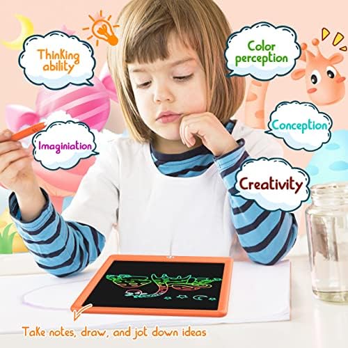 BUKEBU LCD Writing Tablet Doodle Board, Colorful Drawing Pad, Electronic Drawing Tablet, Drawing Pads,Travel Gifts for Kids Ages 3 4 5 6 7 8 Year Old Girls Boys (10.5 inch, Orange&Orange)