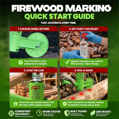 THE MINGO Ultimate Firewood Measuring Tool - Chainsaw Firewood Marker- Log Paint Marker -Loggin Marking Tool, Firewood Measuring Accessory- Logging Tools (Mingo Marker With 18" Wheel)
