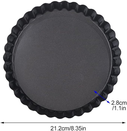 CALIDAKA Tart Pan Non-Stick Carbon Steel Quiche Pan Removable Bottom Pie Pans for baking Quiche Baking Dish(SIZE:8inch)