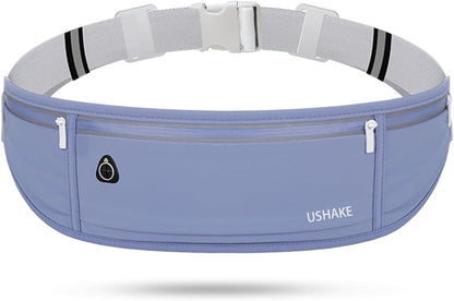 USHAKE Slim Running Belt, Workout Fanny Pack for Men Women,Exercise Waist Pack for Apple iPhone Holder, Runner Belt for Running Walking Cycling Camping Gym Dark Blue