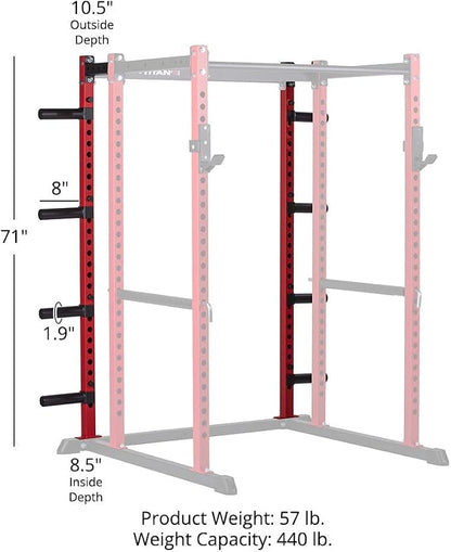 Titan Fitness T-2 Series Power Rack Extension Kit, 12-Gauge Steel Uprights, Bolt-Together Rack Expansion for Home Gym with Weight Plate Holders