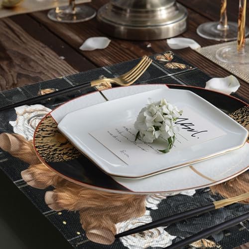ALAZA Highland Cow Rose Butterfly Set of 6 Placemats Rectangle Table Mat for Dining Table Restaurant Kitchen Home Decor, 12" x 18"