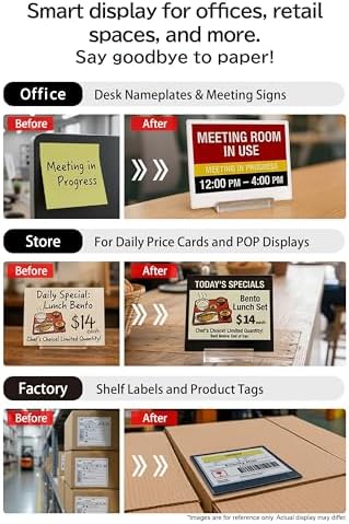 [Santek] EZ Sign NFC E-Paper Display – No Battery, Ultra-Thin 0.13”, Rewritable 4-Color Digital Display, App-Controlled (iOS/Android/PC), IP65 (Silver, 4.2 inch)