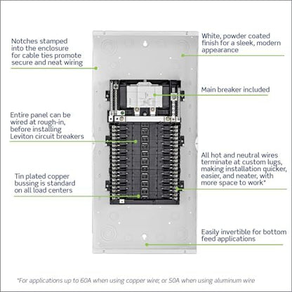 Leviton 20 Space, 20 Circuit Indoor Load Center with 200 Amp Main Circuit Breaker, LP220-BPD