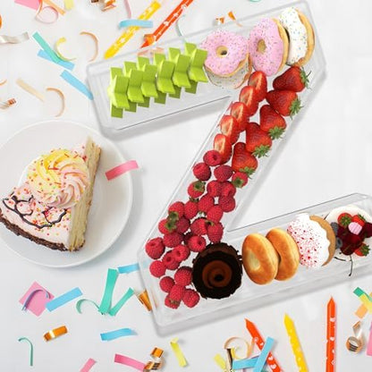 11" Acrylic Letter Charcuterie Box, Reusable Fillable Alphabet Number Shaped Form Tray for Birthday Anniversaries, Party Decorative Serving Plates Display Candy Cake (Z)