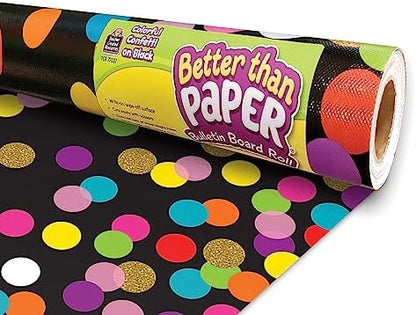 Teacher Created Resources Colorful Confetti on Black Better Than Paper Bulletin Board Roll (TCR77037)