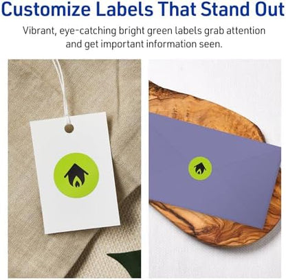 Avery Printable Round Labels, Sure Feed Technology, 1/2" Diameter, Bright Green Labels, Print-to-the-Edge, Laser/Inkjet, 12,320 Total, Great for Price Stickers and Mailing Seals