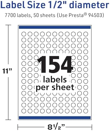 Avery® TrueBlock® Matte White Round Labels, Sure Feed® Technology, 0.5" Diameter, 7,700 Matte White Labels, Print-to-The-Edge, Laser/Inkjet Printable, Great for Product Merchandising Stickers