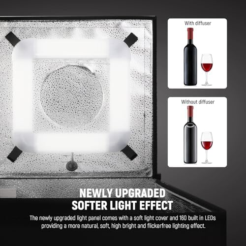 NEEWER Upgraded Photo Studio Light Box, 24"x24" No Glare, 4 Color Backdrops, Cleaning Cloth, 160 LEDs 5600K CRI97+ Folding Mini Desk Photo Booth for Jewelry Electronics Product Photography, LP60