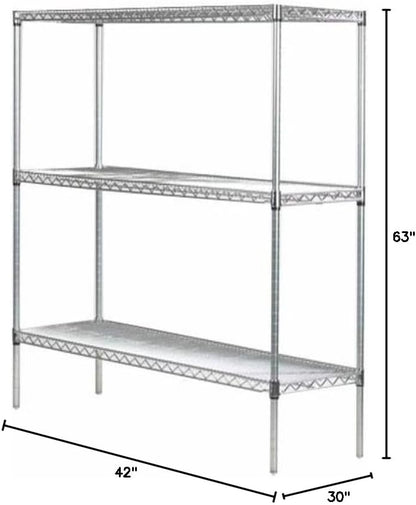 Omega 30" Deep x 42" Wide x 63" High 3 Tier Chrome Starter Shelving Unit
