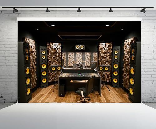 5x3ft Recording Studio Backdrop Professional Sound Mixer Sound Source Equipment Listening Device Operation Desk Background Singer Music Producer Party Decor Photo Booth Studio Props