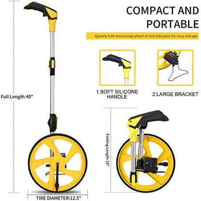 Zozen Measuring Wheel in Feet and Inches, Double Collapsible, Mechanical