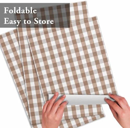 Rustic Brown White Buffalo Check Plaid Pattern Placemats Set of 4, Farmhouse Heat Resistant Washable Table Place Mats Cotton Table Linens Party Holiday Decor for Kitchen Dining Outdoor Indoor