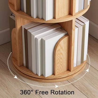 GAMAK Small Rotating Bookshelf 360 Display 3-4 Tier for Small Spaces Kids Narrow Swivel Corner Book Shelf Wood Used in Bedrooms Living Rooms Study Office (Color : Walnut, Size : Three)