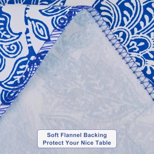 LIBERECOO Heavy Duty Vinyl Tablecloth with Flannel Backing Waterproof Oil-Proof Plastic Table Cloth Stain-Resistant Wipeable Rectangle or Square Table Cover for Indoor and Outdoor 60 x 102 Inch
