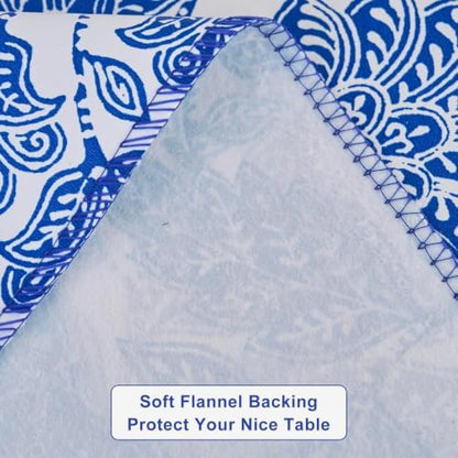 LIBERECOO Heavy Duty Vinyl Tablecloth with Flannel Backing Waterproof Oil-Proof Plastic Table Cloth Stain-Resistant Wipeable Rectangle or Square Table Cover for Indoor and Outdoor 60 x 102 Inch